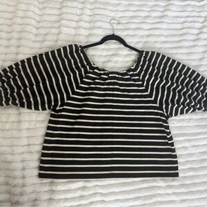 J. Crew Navy and Cream Striped Blouse
